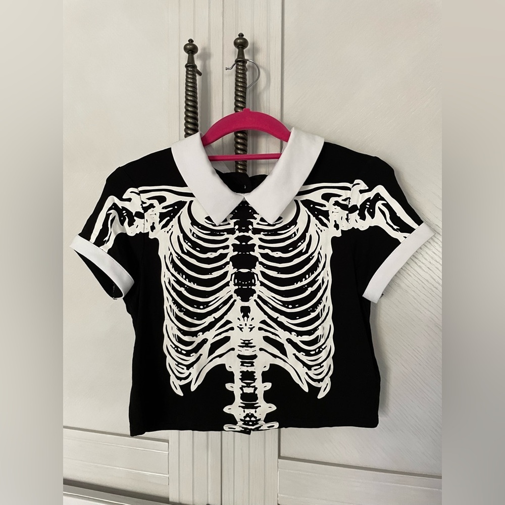 Killstar Skeleton Wednesday Collar Top- Small -Excellent Condition!